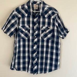 Vintage lucky brand snap front shirt, size extra large
